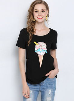 Cute Ice-cream Print T-shirt